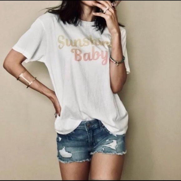 NWT Wildfox Sunshine Baby ombré white t shirt XS - Picture 1 of 8